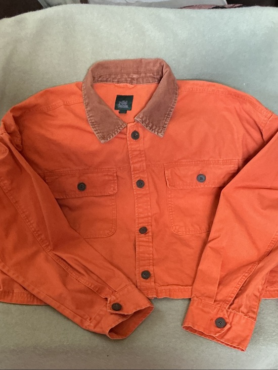 wild fable Other - wild fable Orange Cropped Shirt Jacket with Brown Corduroy Collar